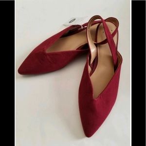 Burgundy Pointed Toe Slingbacks